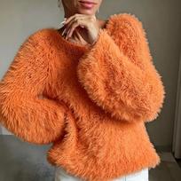 Women's Color Round Neck Long Sleeve Pullover Top M šafranas