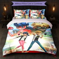 Miraculous Ladybug Print 3Pcs Duvet Cover Set 1 Duvet Cover and 2 Pillowcases Soft Bed Linen For Household Bedroom 135cm*200cm
