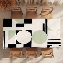 Classic Geometric Element Table Cloth Home Party Picnic Dining Room Kitchen Desktop Dust-proof Decorative Table 54*72inch(137cm*183cm） black