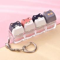 Kawaii katės mechaninio klaviatūros raktų pakabukas 4 klavišai Raktų dangtelis Raktų pakabukas Mielas katės Fidget raktų pakabukas Kačiukų gerbėjas Style 3 gray