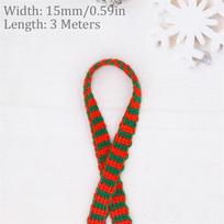Christmas Red Green Knitting Polyester Ribbon For Mini Doll Scarf DIY Crafts Xmas Tree Wine Bottle Gift Packaging Decoration 3Meter