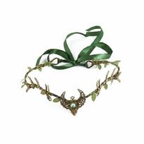 Twig Branch Design Fairy Tiara Simulate Tree Leaves Fantasy Headpiece Fairy Headpiece  Party Wear žalia