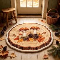 Rudens klevo lapo voverės apvalus dirbtinio kašmyro kilimėlis svetainei miegamajam neslystantis grindų kilimėlis 100x100cm