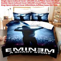 Eminem 3d Digital Print Bedding Set With Cottonfeel Fabric For Modern Bedroom Decor Blue,Single(135x200cm) gray