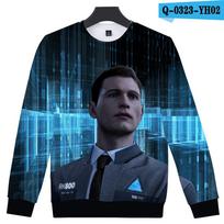 Aukščiausios kokybės Detroit Become Human Connor Cosplay 3D spausdintas Hoodie Megztinio Kostiumas C,M（Tag M=US XS） black