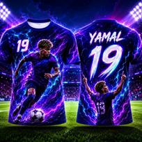Lamine Yamal Nr.19 Crown Splash Grafiti Spausdinimo Futbolo Marškinėliai Vyrams Berniukams Greitai Džiūstantis Kvėpuojantis Treniruočių Futbolo Trumpomis Rankovėmis 6XL