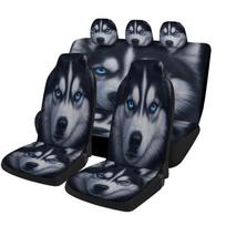 Husky Eyes Glow Designed Car Seat Cover Set For Most Cars, High-quality Comfortable Car Seat Protector Covers Full Set, Universa gray
