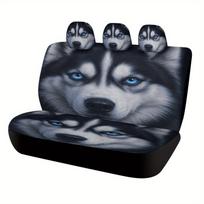 Husky Eyes Glow Designed Car Seat Cover Set For Most Cars, High-quality Comfortable Car Seat Protector Covers Full Set, Universa