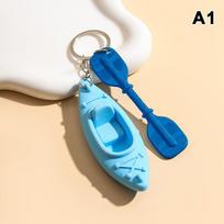 Mini Kayak Keychain with Matching Paddle Vibrant Multicolor Lightweight Key Decor for Valentine's Day Small Gift for Couples A1 blue