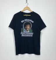 Bob Ross No Mistakes Just Happy Accidents T-Shirt Men’s Size L Print Black Top Unisex T-Shirt S gray