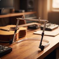 Harmonica Holder with Neck Rest | SpringTension Support Arms, Locking Adjustment Knobs, sidabras