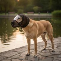 Tinklinis šuns gaubtas su reguliuojamu raišteliu, akių apsaugos gaubtas šuniui, augintinio reikmuo veterinariniams apsilankymams black