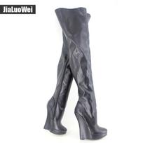 18 cm aukštakulniai batai su platforma Sexy Fetish SM Stulbinantys ploni virš kelio šlaunų aukšti batai Unisex plius 36-46 dydis 45 gray