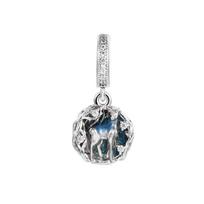 Tinka Europos apyrankei 925 Sterling Silver Patronus Hedwig Spinning Dangle sparnuotas raktas pakabukas karoliukai papuošalams gaminti white