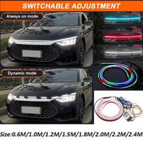 LED Dinaminė Automobilio Variklio Dangčio Šviesų Juosta Variklio Dangčio Šviesa DRL LED Dienos Važiavimo Žibintų Juosta Lanksti Automobilio Dekoracija Priedai 0.6m/dynamic mode balta