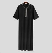 Musulmonų drabužiai Vyriški paltai ilgomis rankovėmis Saudo Arabų Jubba Kaftan Dishdash Thobe M juoda