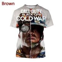 Žaidimas Call of Duty 3D Spausdinti marškinėliai Black Ops Šaltojo karo grafiniai marškinėliai vyrams Madingi Harajuku gatvės hiphopo trumpomis rankovėmis XL brown