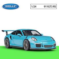 1/24 WELLY Porsche 911 GT3 RS lydinio sportinio automobilio modelis, liejamas metalinis žaislas, lenktyninis automobilis, modelis High Simulation Collection, dovana vaikams 1/24-19.2x7.9x5cm mėlyna