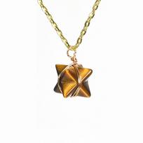 Natūralaus kvarco krištolo Merkaba Star pakabukas ametisto rožinio kvarco brangakmenio Reiki kvarco pakabukas karoliai Tiger eyes auksas