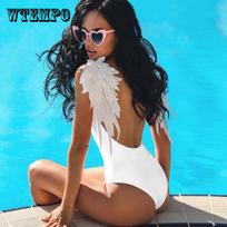 Moterims Vienspalvis maudymosi kostiumas Seksualus Mielas Angelo Sparnai Maudymosi Kostiumas Push Up Paminkštintas Bikini Moterims Maudymosi Kostiumas M gray