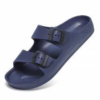Vyriški Sandalai Vėdinami Šlepetės Dvigubo Sagtuko Paslydimo EVA Sandalai Paplūdimio Šlepetės Vasariniai Laisvalaikio Bateliai Plokščiapadžiai Unisex Želiniai Bateliai 45 gray