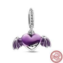 Nauji 925 sidabro vampyro sparnuota širdis, baisus moliūgas, demonas, angelas, šikšnosparnis, kabančios karoliukai, tinka originaliai apyrankei, puikūs papuošalai gray