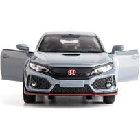 1/32 liejimo lydinio „Honda Civic“ automobilio modelio žaislinis automobilis, ištraukiamas lengvojo lydinio automobilis su šviesomis ir garsu, atviros durys vaikams, gimtadienio dovana vaikams 1/32-Size:15.5*7*4.8cm pilka spalva