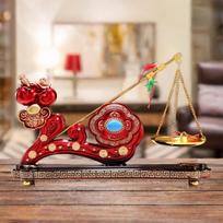 Feng Shui Ornament ,Chinese Lucky Figurine Sculpture, Holiday Gift for Cabinet Living Room Office raudona