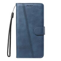 „Emboss Lines“ apverčiamas odinis dėklas, skirtas OPPO Reno 12 Pro Reno12 5G 11 F Reno8 T Reno 11 10 Pro 8Lite 8T 5G 7Z 6Z Piniginės kortelės lizdo telefono maišelio dangtelis Reno 12  5g mėlyna