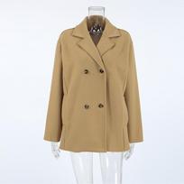 Woolen Coat Women Thick Windbreaker Double Breasted Lapel Long Sleeve Loose Jacket Commuting Casual New Fashion Autumn S ruda