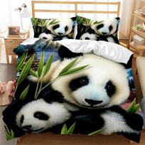 Panda Tigras Patalynės Komplektas 3D Spausdintas Gyvūnų Antklodės Užvalkalas Viengulis Dvigulis Karalienės Karališko Dydžio Dvigulis JK Super Karališko Dydžio Dydžiai Patalynė Pagalvės Užvalkalas 70x133cm 2pcs gray