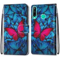 Prabangus dažytas odinis dėklas Piniginės knygos stiliaus apsauginis dangtelis, skirtas Huawei Y5 Y6 Y7 Y9 P30 P40 P20Lite/Mate 20 Lite/P Smart Z/Nova 6SE Huawei P20 Lite red