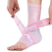 1 vnt. Profesionalus sportinis kulkšnies įtvaras su spaudžiamuoju dirželiu, apsauga nuo patempimų, kulkšnies sąnario apsauga kamuolio žaidimams Pink gray-Upgrade-S white