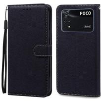 POCOM4 Poco M4 dėklas skirtas POCO M4 Pro 4G Odinis atverčiamas piniginės dėklas Xiaomi Mi POCO M4 Pro 5G telefonui Dėklai Coque Minkštas TPU POCO M4 Pro 5G juoda
