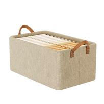Plieninio rėmo sulankstomos laikymo dėžės su dangčiu, atsparios dulkėms ir drėgmei, drabužiams, kelnėms, namų spintai 47*28*20cm smėlis