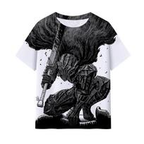 Anime Berserk T-shirt 3D spausdinimas Vyrams Moterims Hip Hop T-shirts Vasariniai Apvalus kaklas Trumpomis rankovėmis Viršutiniai drabužiai Vaikams Harajuku T-shirt'ai Vyriški drabužiai M gray