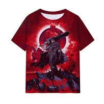Anime Berserk T-shirt 3D spausdinimas Vyrams Moterims Hip Hop T-shirts Vasariniai Apvalus kaklas Trumpomis rankovėmis Viršutiniai drabužiai Vaikams Harajuku T-shirt'ai Vyriški drabužiai S red