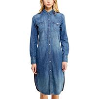 Polo Ralph Lauren Medvilninė skalauta džinsinė su kišenėmis ilgomis rankovėmis suknelė Moteriškos suknelės Mėlyna 211761854-001 XS gray