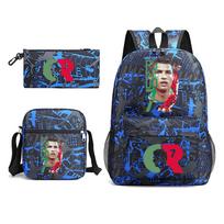 CR7 Ronaldo Kuprinė Drobės Kuprinė Mokyklinė Kuprinė Rucksack Pečių Krepšys Pieštukinė Paaugliams Mokyklai 3 Dalių Kuprinė 15.6 inch mėlyna
