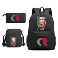 CR7 Ronaldo Kuprinė Drobės Kuprinė Mokyklinė Kuprinė Rucksack Pečių Krepšys Pieštukinė Paaugliams Mokyklai 3 Dalių Kuprinė 15.6 inch juoda