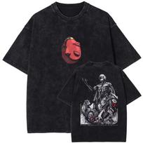 Anime Berserk Griffith Vintažiniai Grafiniai Išplauti Marškinėliai Vyrams Manga Gotikiniai Marškinėliai Laisvalaikio T-shirt Harajuku Vyriški Street Viršutiniai Drabužiai L black