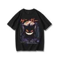 Pokémon Bendras T-shirt tėvams ir vaikams Squirtle Varlė Sėkla Geng Gui Ugnimi kvėpuojantis drakonas Kabi Žvėris Anime Prekės trumpomis rankovėmis 4XL black