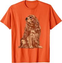 Cavalier King Charles Spaniel Dog Portrait Graphic Tee Casual Breathable Short Sleeve T-Shirt Men 4XL brown