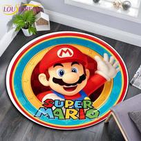 Animacinis Mario Bros apvalus kilimas svetainei Kilimai Mergaičių kosmetikos zona Durų kilimėlis Miegamojo kilimėlis vaikams Mergaitėms 60cm red