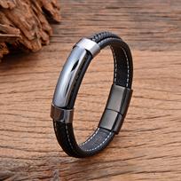 Natūralaus hematito, rožinio kvarco, tigro akmens apyrankės vyrams, rankų darbo pintos odinės vyriškos bangle apyrankės, papuošalai 21cm brown
