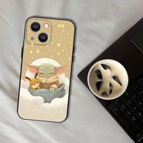 Mielas Kūdikis Y-Yoda telefono dėklas iPhone 17,16,15,14,13,12,11,Pro,XS,Max,XR,Plus,E,SE4,Mini Juodas Minkštas Dangtelis iPhone17 beige