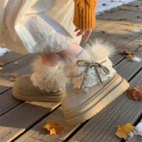 Thick-fur Vintage Versatile Snow Boots for Women, Cotton Shoes, Short Boots 40 smėlis