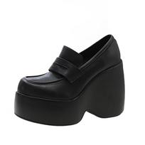 Moteriški Batai Nauji Apvalus Pirštas Pleištas Įslystami Lauke Vienspalviai Atsparūs Dilimui Oda Ponios Batai Zapatos Para Mujeres 40 black