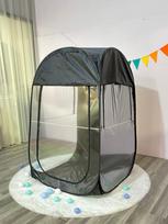 Lauko žvejybos palapinė, apsauganti nuo uodų, vienviečiai stovyklavimui, nešiojama, sulankstoma, PVC, permatoma palapinė with a hood 98*98*154cm juoda