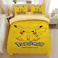 Mielas Kawaii Pikachu patalynės komplektas P-Pokémon užvalkalas su pagalvės užvalkalu Vaikams Kambario dekoravimas Dovana AU Single(140*210cm)3pcs